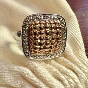 White and Rose Gold Ring with Diamonds